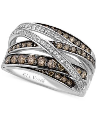 Le Vian - White (1/6 ct. t.w.) and Chocolate (3/4 ct. t.w.) Diamond Crossover Ring in 14k White Gold