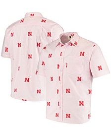 Men's Pink Nebraska Huskers Button-Up Seersucker Shirt