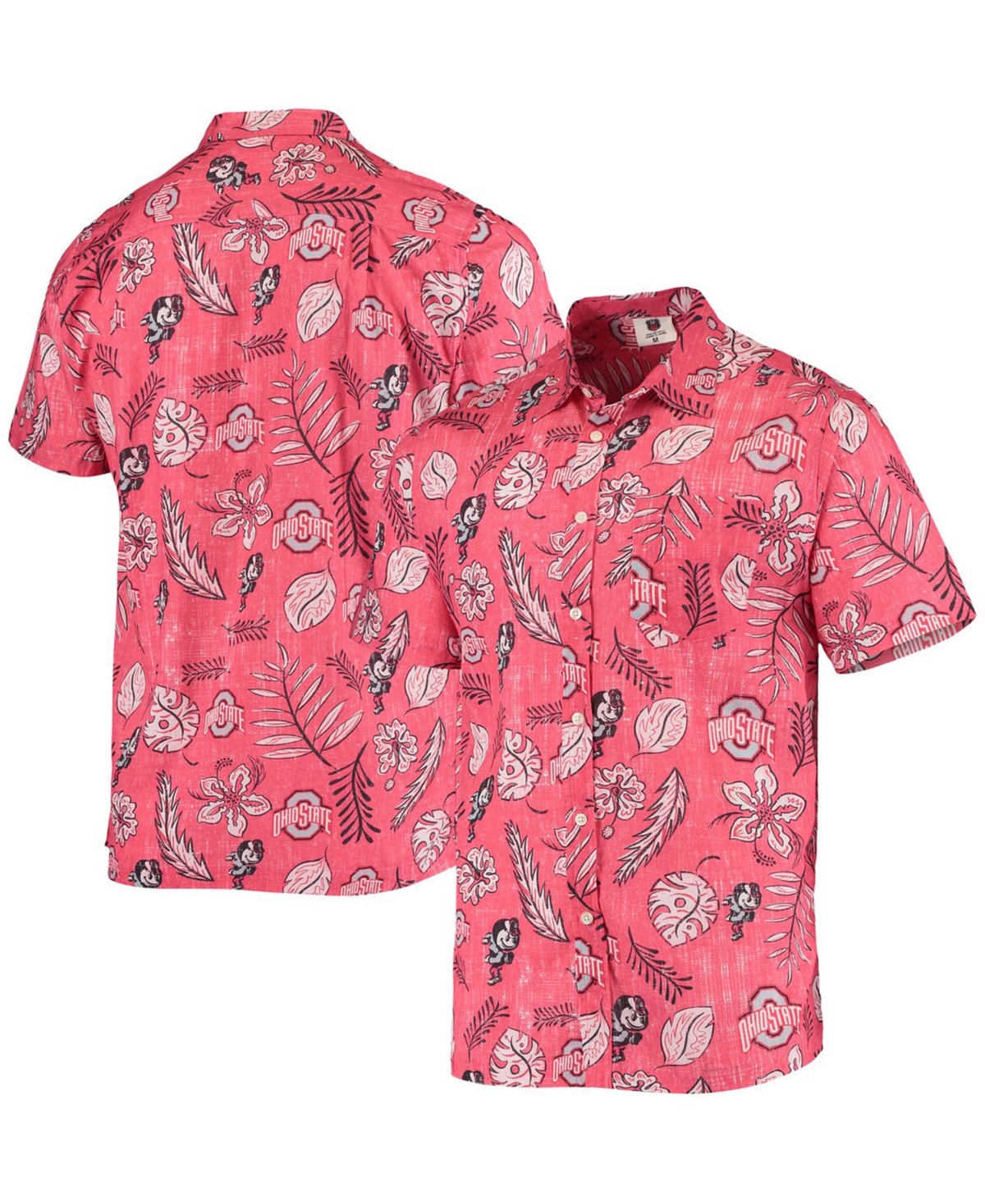 Men's Scarlet Ohio State Buckeyes Vintage-Like Floral Button-Up Shirt - Scarlet
