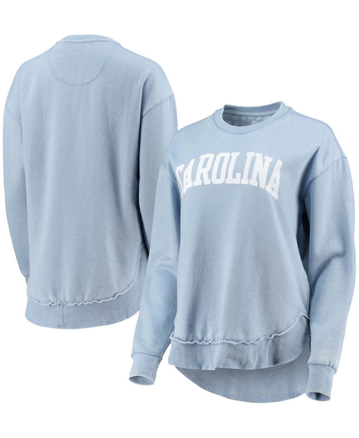 PRESSBOX WOMEN'S PRESSBOX CAROLINA BLUE NORTH CAROLINA TAR HEELS VINTAGE-LIKE WASH PULLOVER SWEATSHIRT 