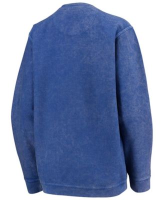 Women's Royal Kansas Jayhawks Comfy Cord Vintage-Like Wash Basic Arch Pullover Sweatshirt