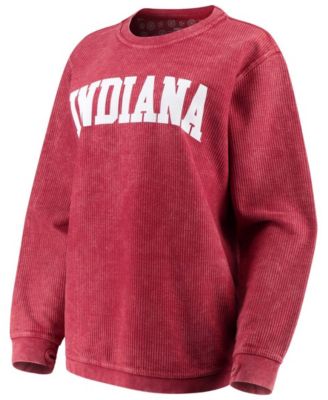 Women's Crimson Indiana Hoosiers Comfy Cord Vintage-Like Wash Basic Arch Pullover Sweatshirt