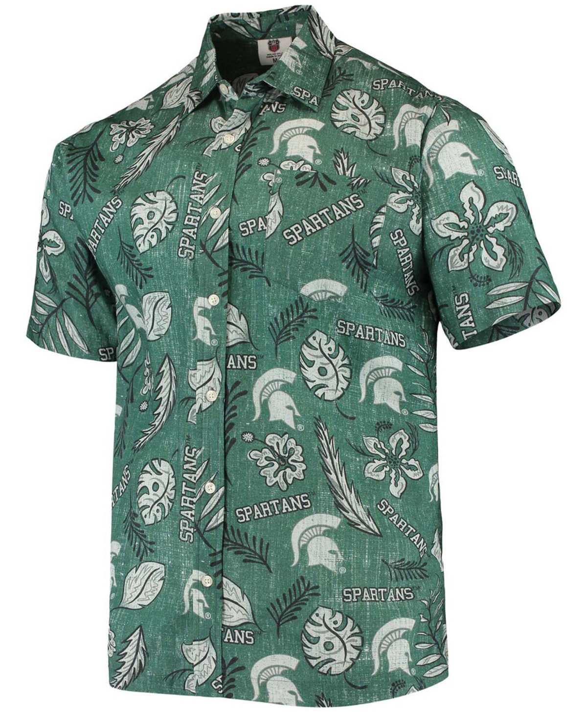 Men'sMichigan State Spartans Vintage-Like Floral Button-Up Shirt - Green