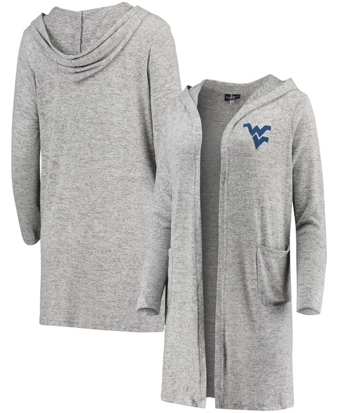 Женский кардиган Boxercraft Heathered Gray West Virginia Mountaineers Cuddle Soft Duster Tri-Blend Hooded — фото 1
