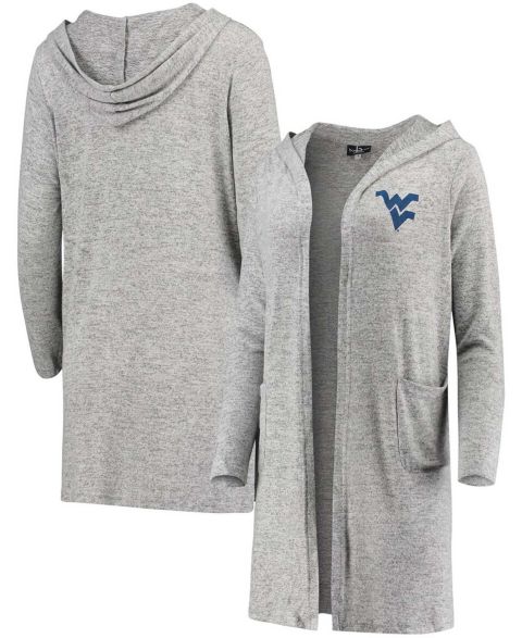 Женский кардиган Boxercraft Heathered Gray West Virginia Mountaineers Cuddle Soft Duster Tri-Blend Hooded