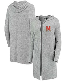 Women's Heathered Gray Maryland Terrapins Cuddle Soft Duster Open Cardigan