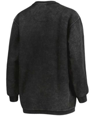 Women's Black Miami Hurricanes Comfy Cord Vintage-Like Wash Basic Arch Pullover Sweatshirt