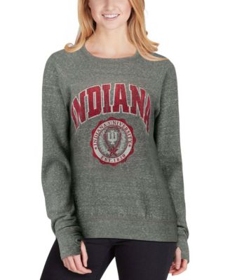 Women's Heathered Gray Indiana Hoosiers Edith Vintage-Like Knobi Pullover Sweatshirt