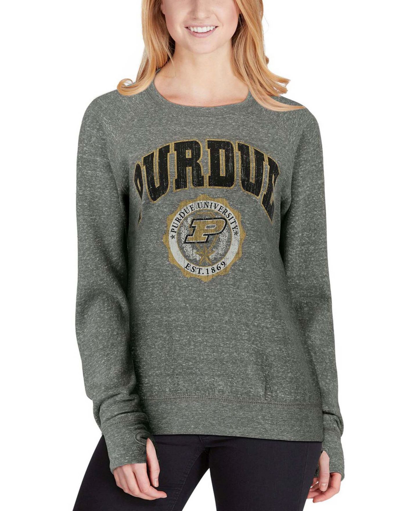 Женская толстовка Pressbox Heathered Gray Purdue Boilermakers Edith Vintage-Like Knobi Pullover — фото 4