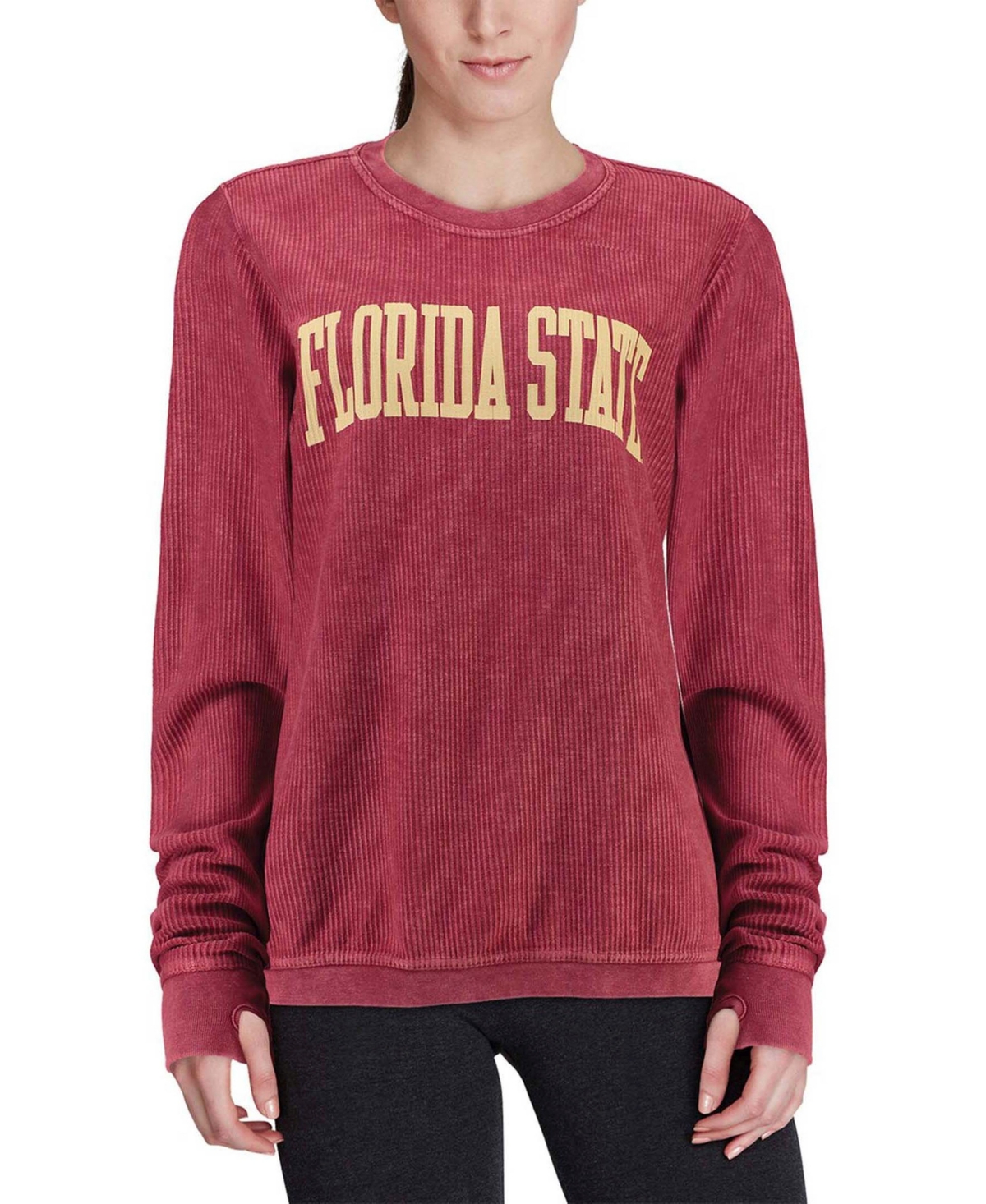 Women'sFlorida State Seminoles Comfy Cord Vintage-Like Wash Basic Arch Pullover Sweatshirt - Garnet