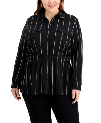 plus size pinstripe shirt