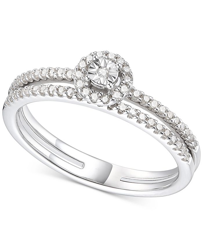 Promised Love Diamond Double Band Halo Ring (1/4 ct. t.w.) in Sterling