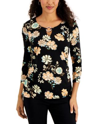 JM Collection - Embellished Floral-Print Top
