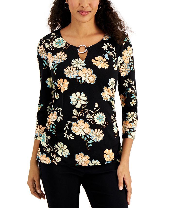 JM Collection Embellished Bell-Sleeve Top, Created for Macy's - Macy's