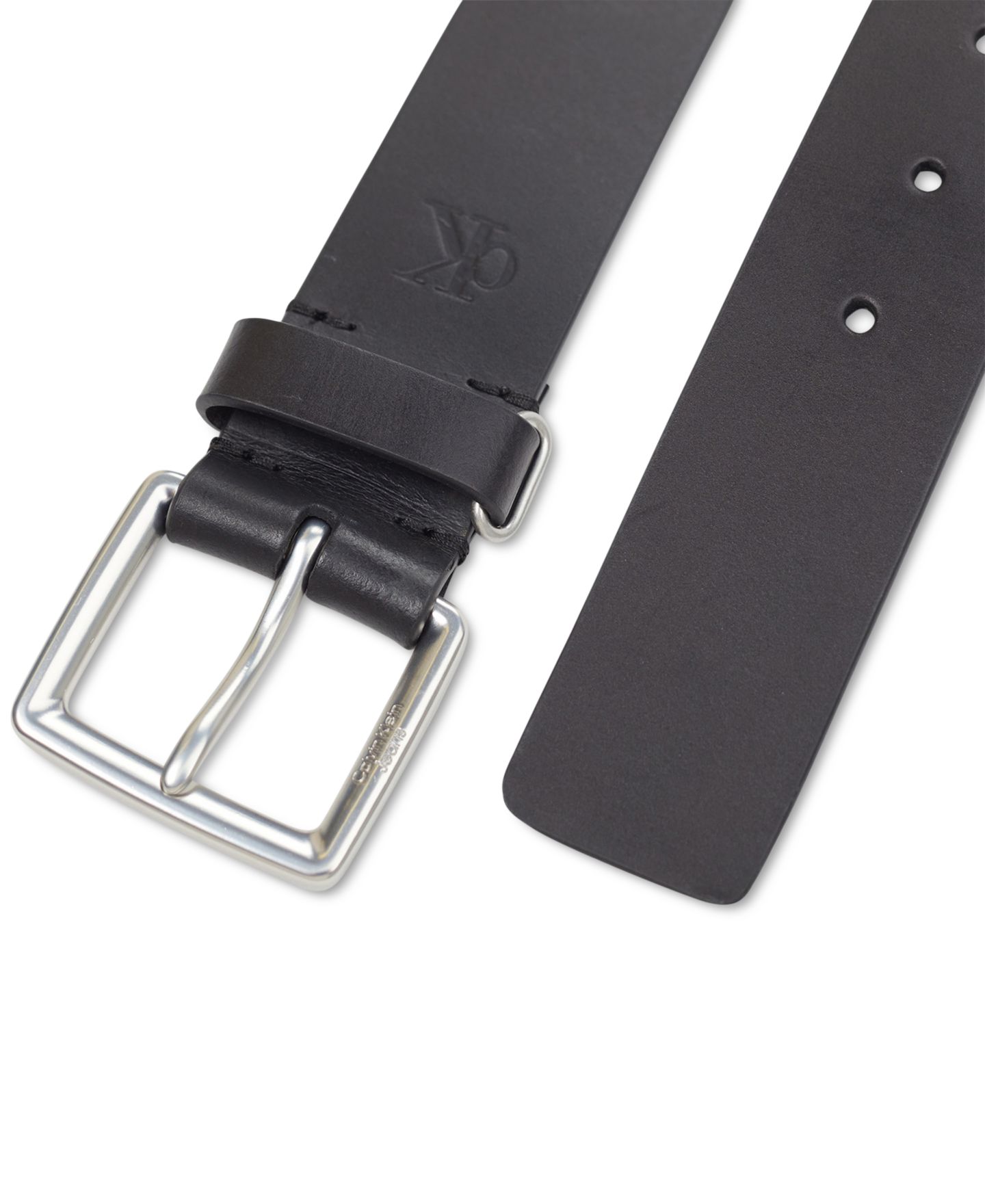 Мужской ремень Calvin Klein 40MM Leather Belt with Keeper Ring, цвет: Чёрный — фото 4