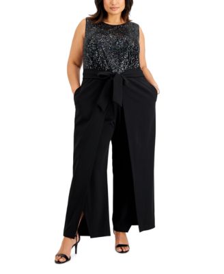 macy's black jumpsuit plus size