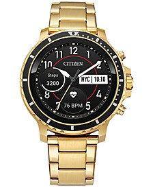 Men's CZ Smart HR Gold Tone Stainless Steel Bracelet Touchscreen Smart Watch 46mm
