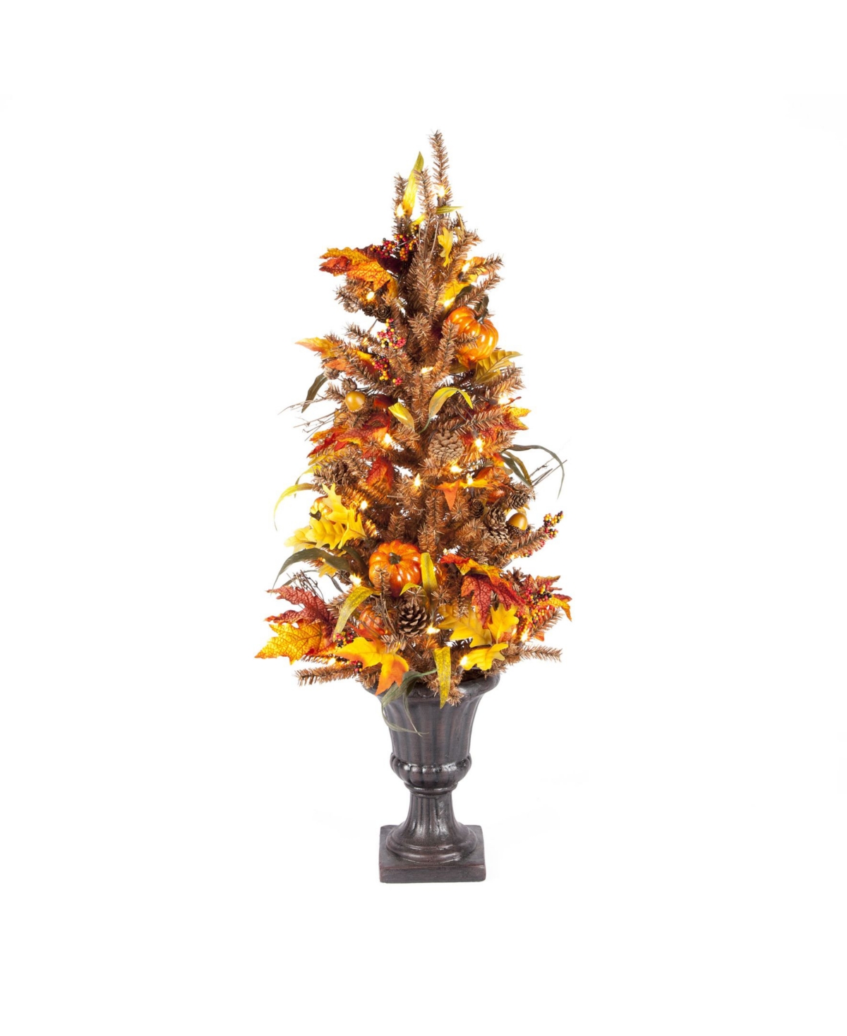Gerson International 46 Pre-Lit Fall or Harvest Tree with Pumpkins, Pinecones, and Berries with 50 Lights