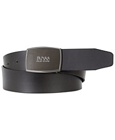 HUGO Men's Jensy Plaque Buckle Leather Belt