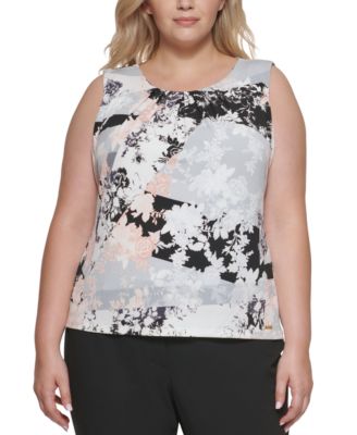 Calvin Klein - Plus Size Pleated-Neck Top