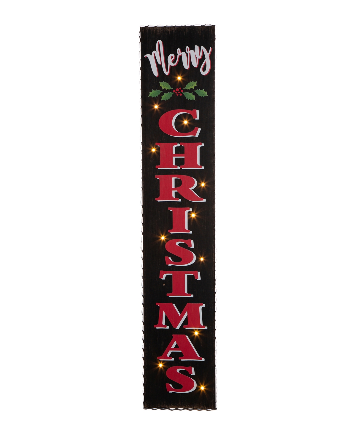 Lighted Wooden Christmas Porch Sign, 42" - Multi