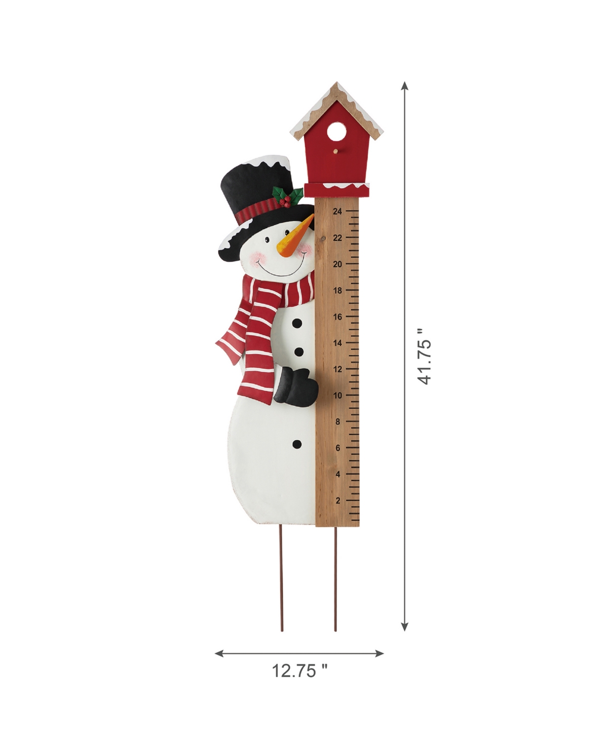 Glitzhome Snowman Snow Gauge Yard Stake or Wall Decor,