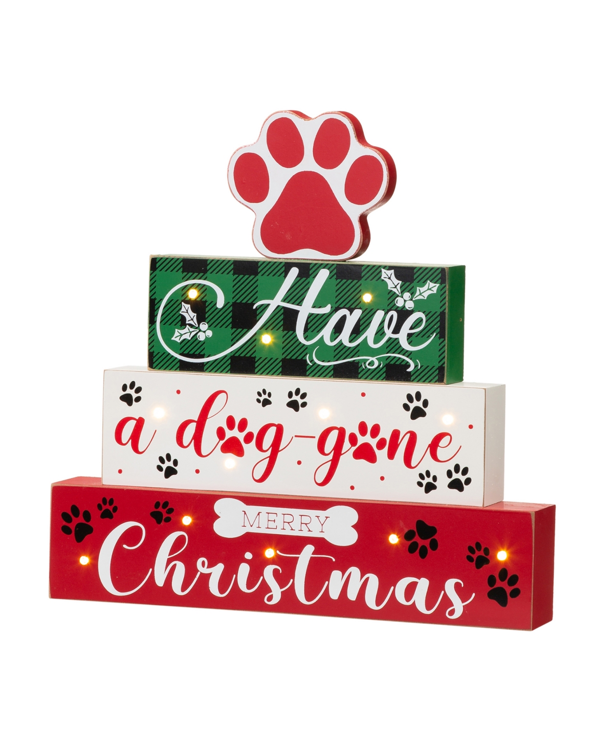 Glitzhome Lighted Wooden Pet Block Word Sign,