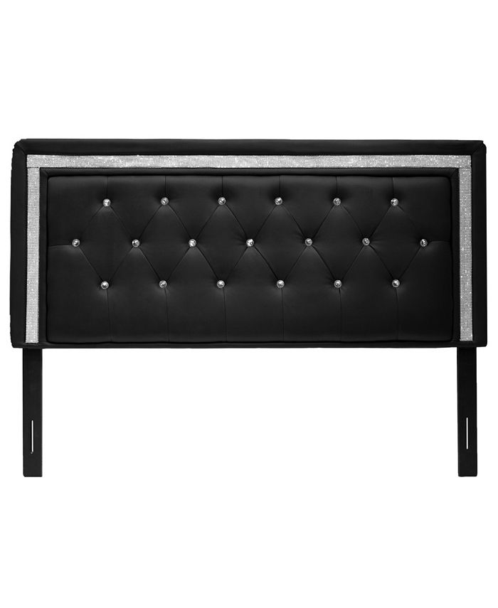 White upholstered top headboard with rhinestones