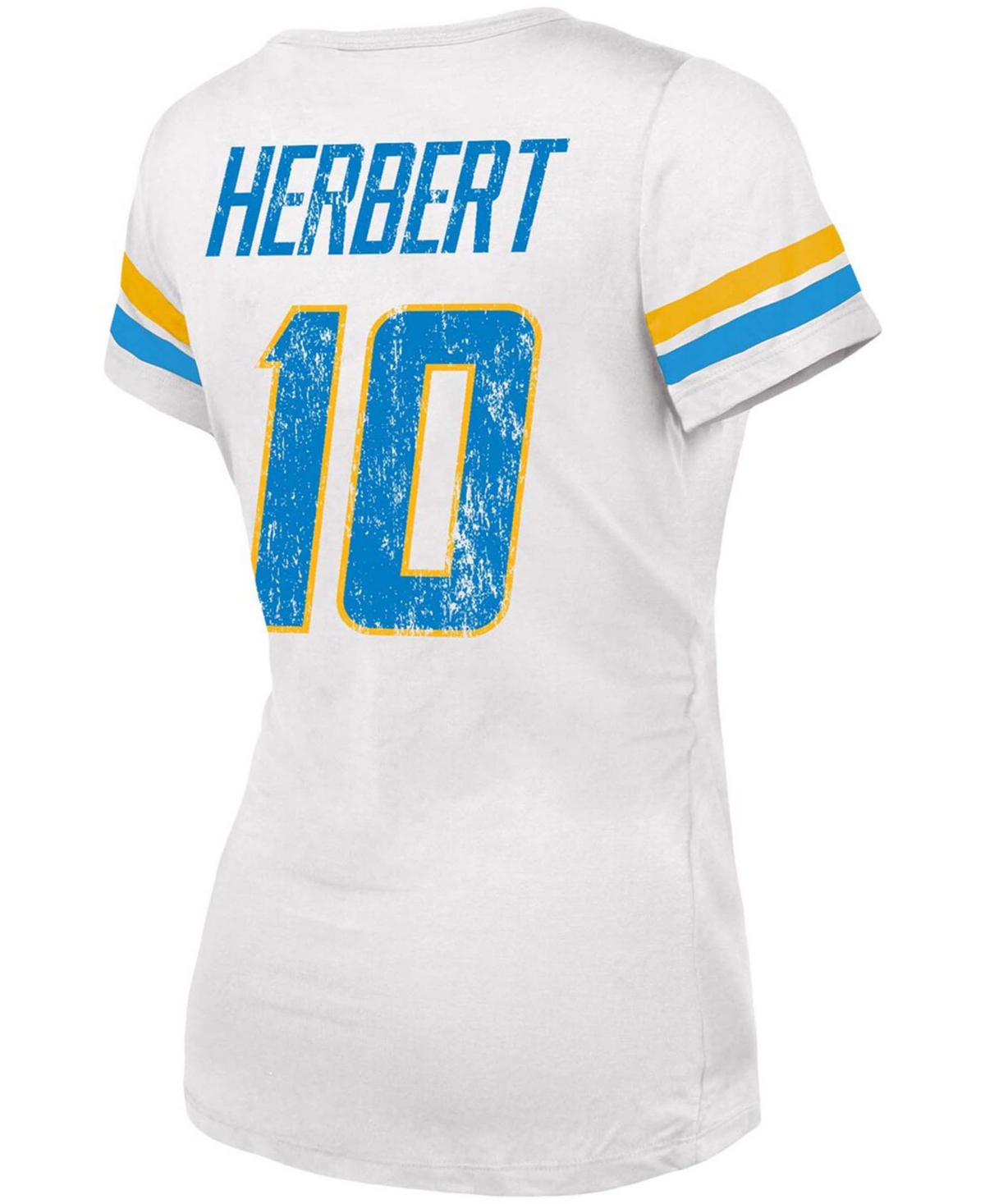 Women's Justin HerbertLos Angeles Chargers Name Number V-Neck T-shirt - White