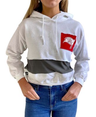 Women's White Tampa Bay Buccaneers Crop Dolman Pullover Hoodie