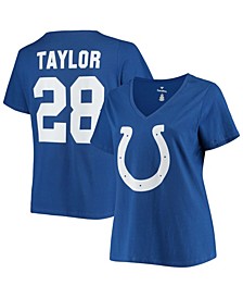 Women's Plus Size Jonathan Taylor Royal Indianapolis Colts Name Number V-Neck T-shirt