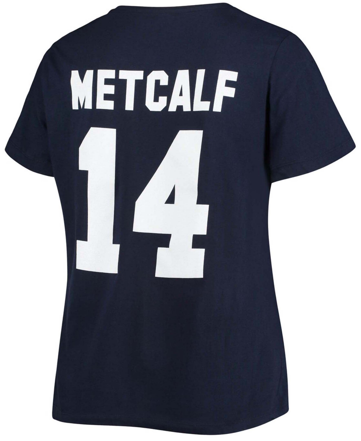 Women's Plus Size Dk Metcalf CollegeSeattle Seahawks Name Number V-Neck T-shirt - Navy
