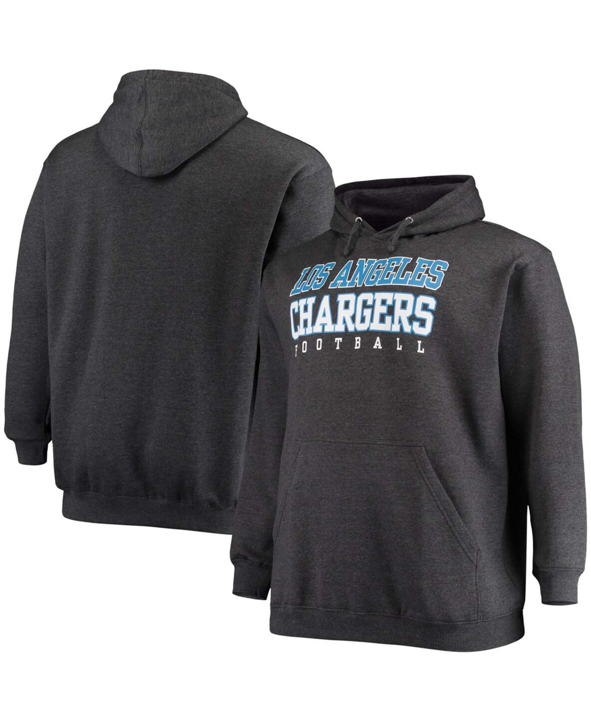 Shop Fanatics Men's Big And Tall Heathered Charcoal Los Angeles Chargers Practice Pullover Hoodie