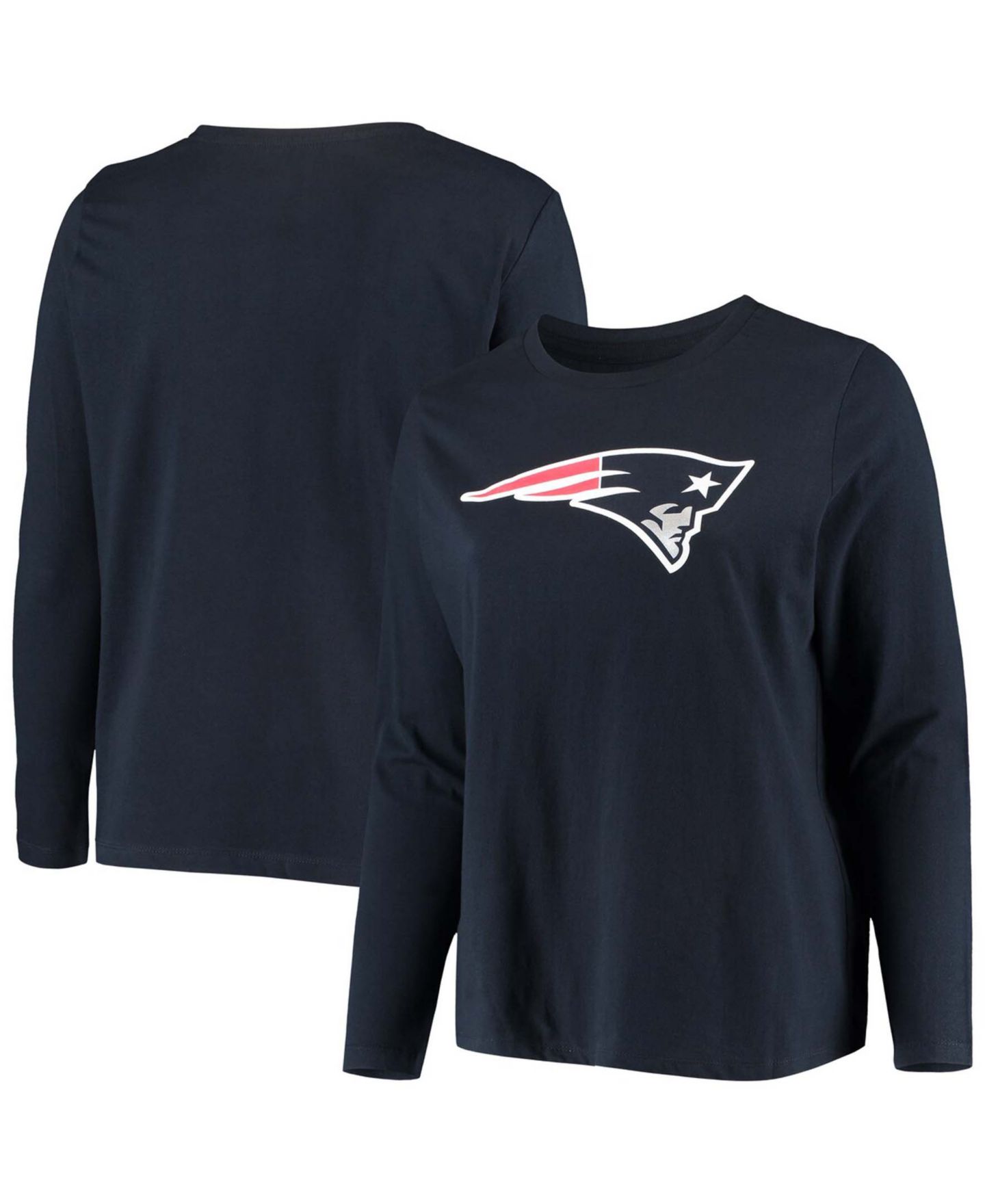 Женская футболка Fanatics Plus Size Navy New England Patriots Primary Logo Long Sleeve — фото 1
