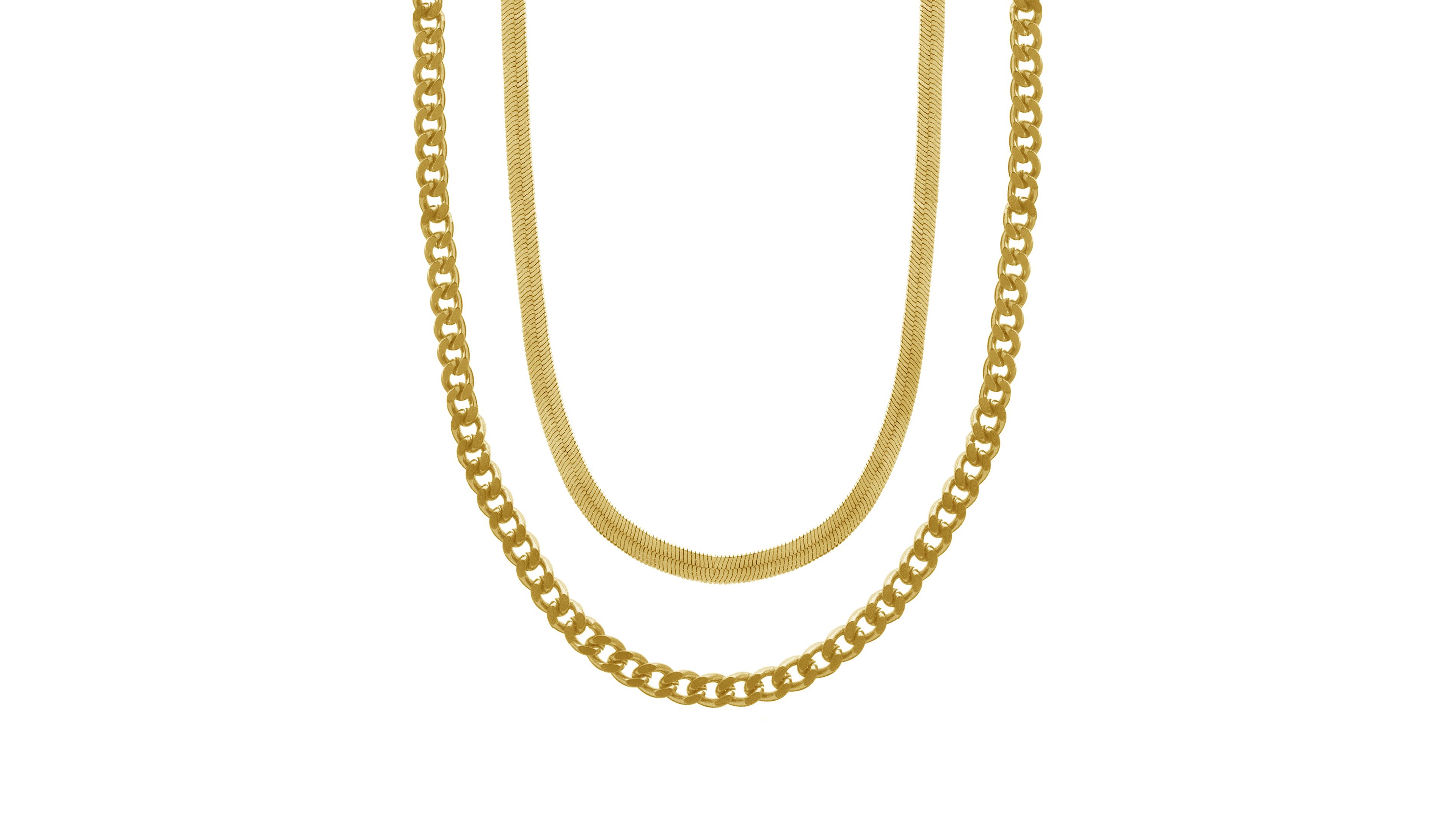 And Now This Gold Plated Double Strand Link Necklace 16" + 2" extender
