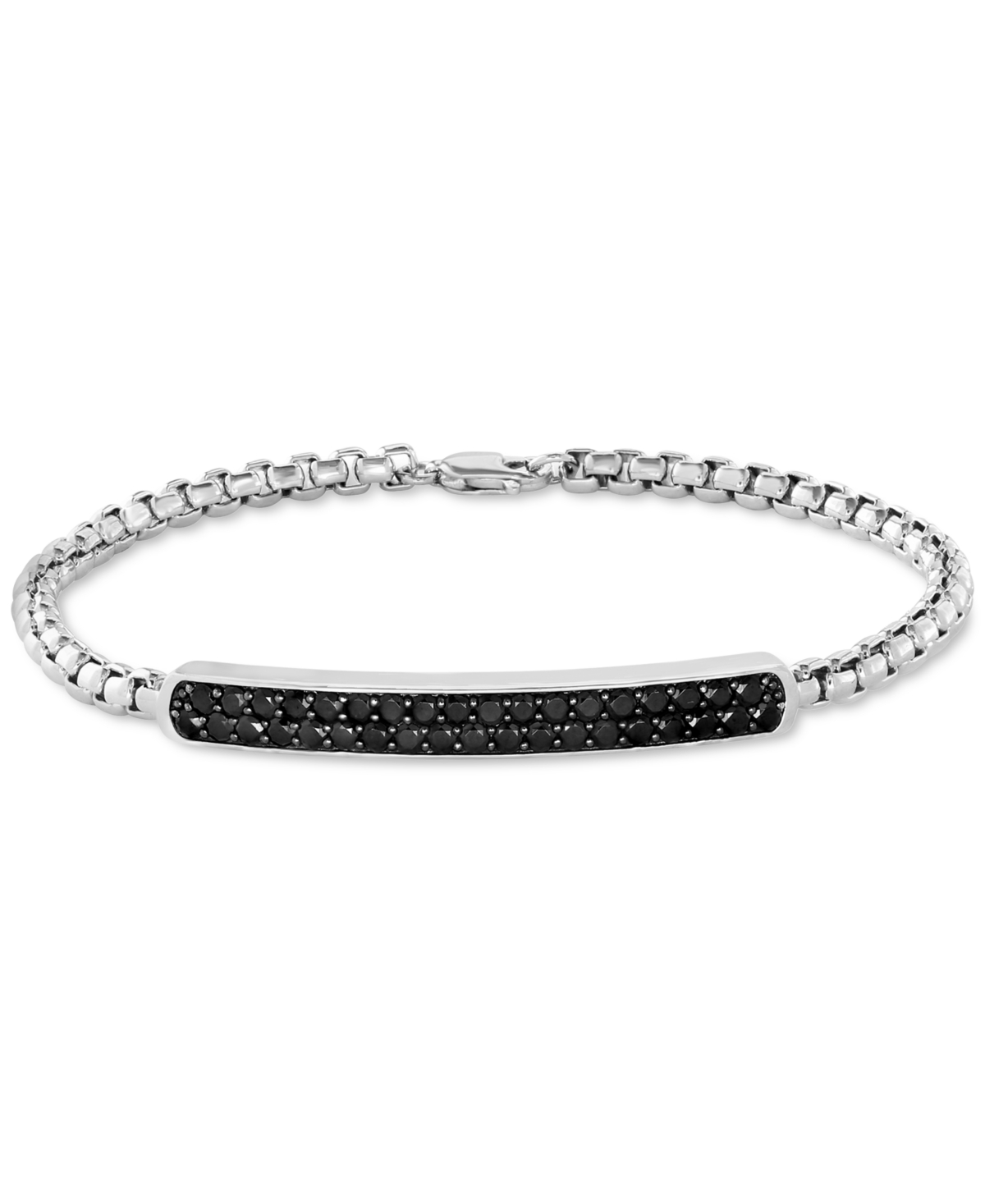 Effy Men's Black Spinel Cluster Box Link Bracelet in Sterling Silver - Sterling Silver