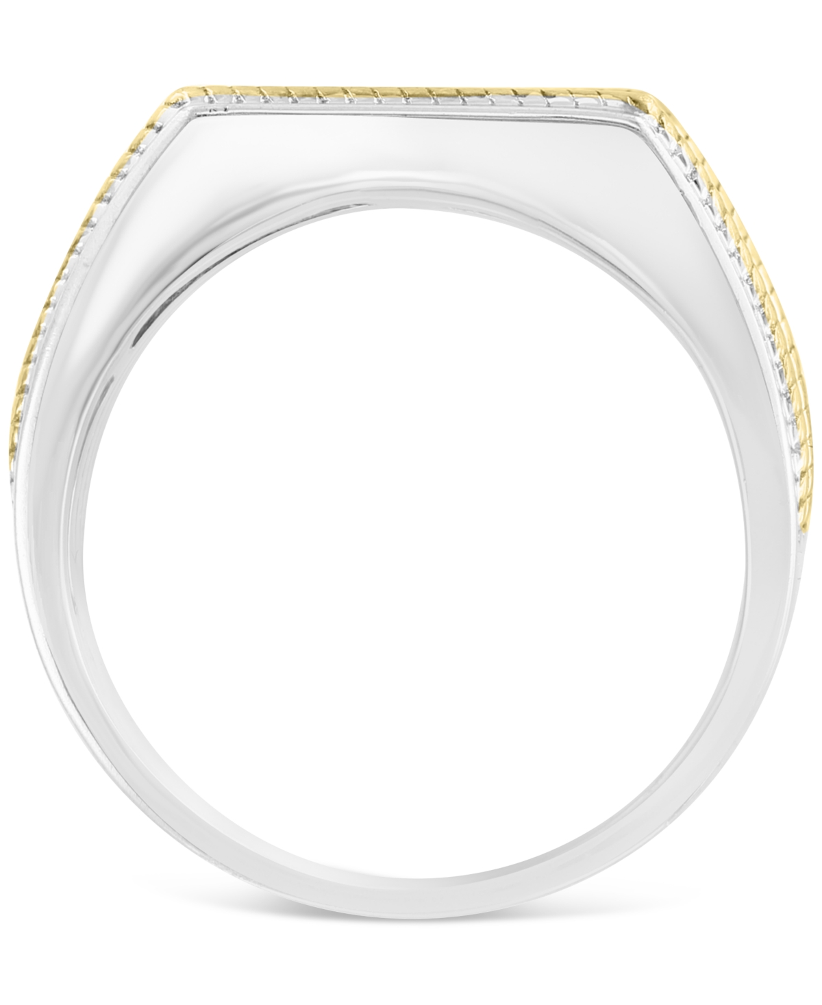 Effy Men's Diamond Rope-Accented Ring (1/8 ct. t.w.) & 18k Gold-Plate - Sterling Silver