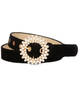 black velvet belt with rhinestone buckle