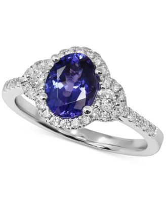 Macy's - Tanzanite (1-3/8 ct. t.w.) & Diamond (3/8 ct. t.w.) Oval Halo Ring in 14k White Gold