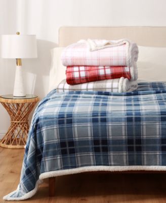 Berkshire Holiday Collection Velvety Checkered Blankets Bedding