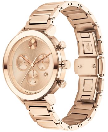 Movado - Women's Swiss Chronograph Bold Evolution Rose Gold Ion Plated Bracelet Watch 38mm