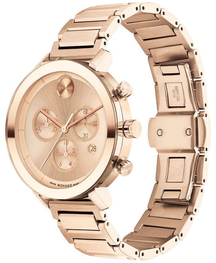 Movado Women's Swiss Chronograph Bold Evolution Rose Gold Ion Plated ...