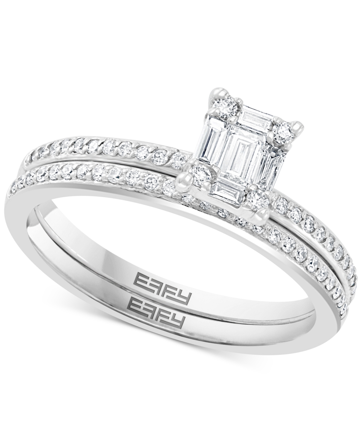 Effy Collection Effy Diamond Emerald-shaped Cluster Bridal Set (3/8 Ct. T.w.) In 14k White Gold