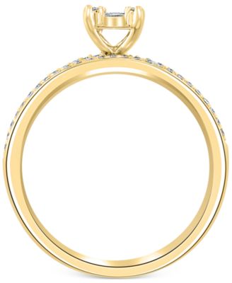 EFFY&reg; Diamond Baguette Cluster Bridal Set (3/8 ct. t.w.) in 14k White or Yellow Gold