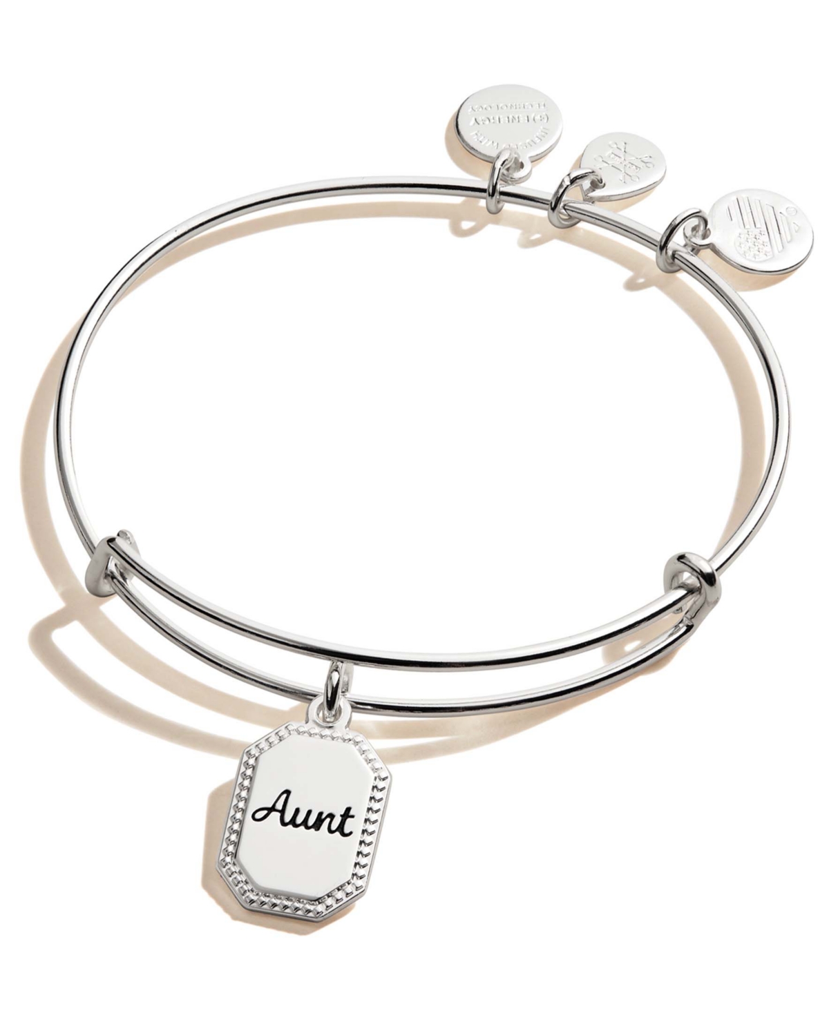 Alex And Ani Aunt Trusting Guide Charm Bangle In Silver-tone