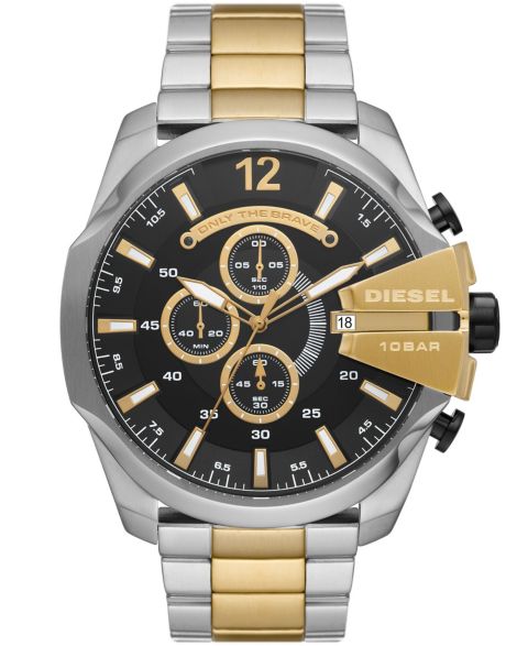 Мужские часы Diesel Mega Chief Chronograph Two-Tone Stainless Steel Bracelet Watch, 51mm