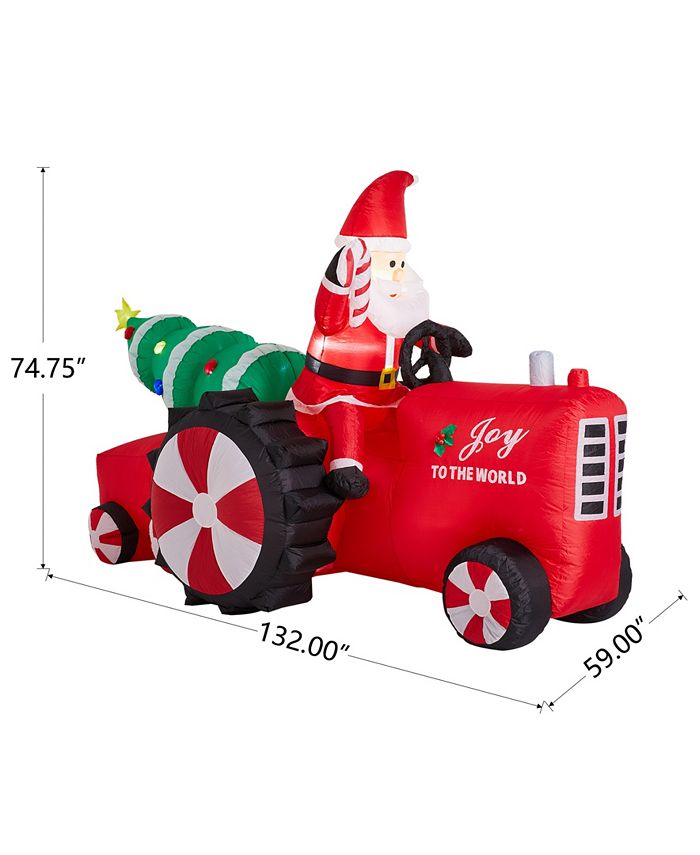Glitzhome Lighted Inflatable Santa on Tractor Decor Macy's