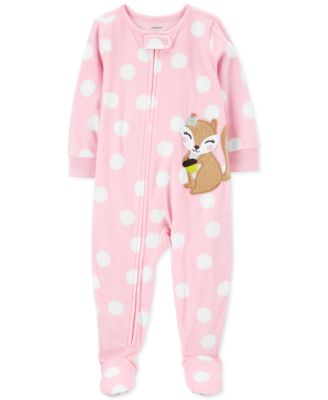 Toddler Girls Squirrel Fleece Footed Pajamas