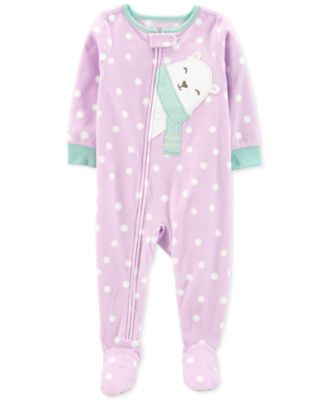 Carter's - Toddlers Girl Polar Bear Fleece Footed Pajamas