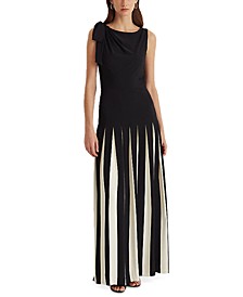 Two-Tone Pleated Georgette Gown